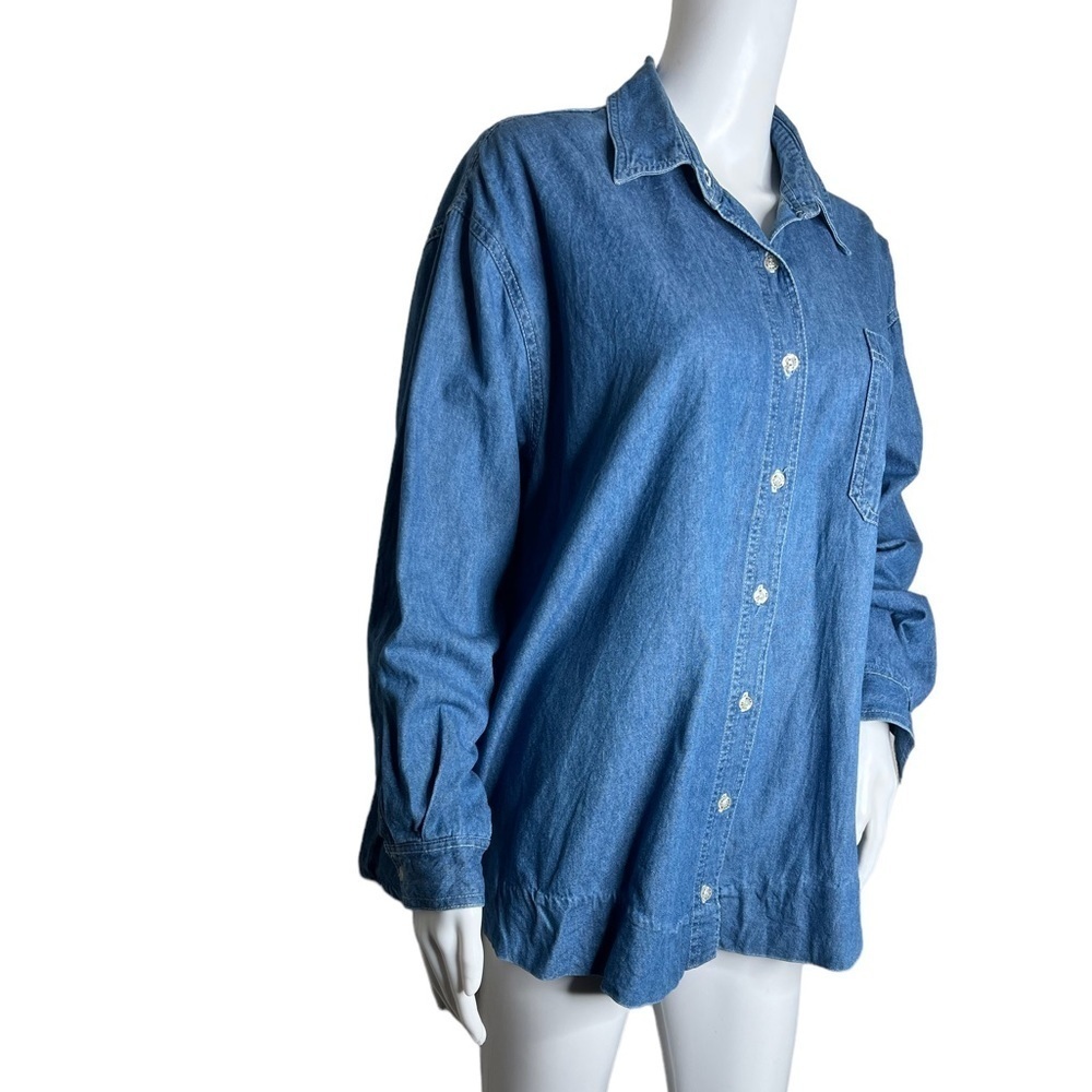 Vintage Mickey Mouse Unlimited Embroidered Button Up Denim Blue Jean Shirt - Picture 4 of 12